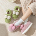 MIO Women in House Bowknot Slippers Ladies Faux Fur Indoor Slippers Household Non-slip Winter Warm Soft Lovely Plush Slippers