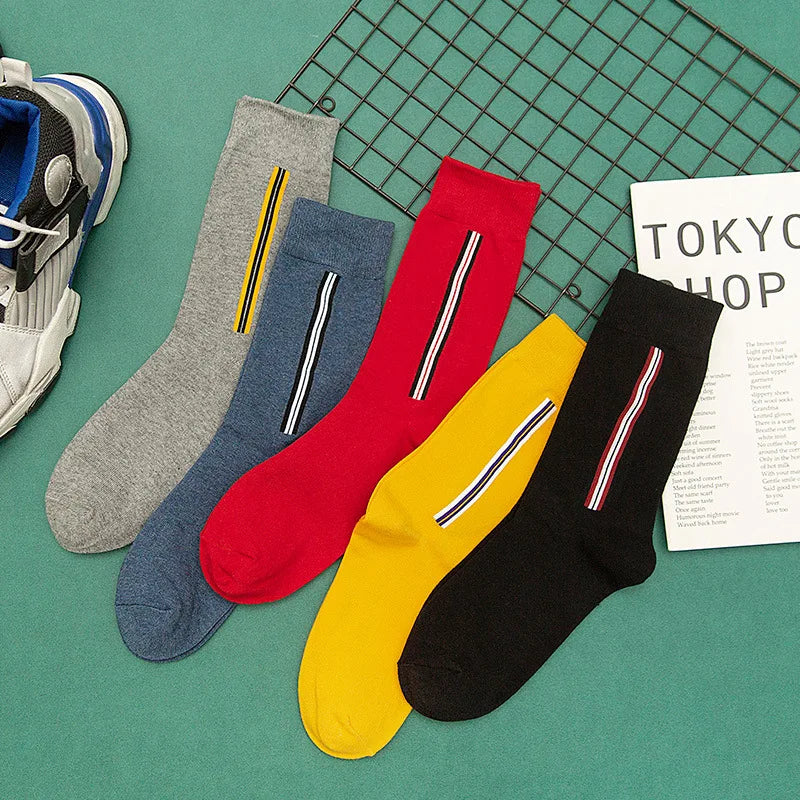Custom Cotton Crew Boat Business Socks Sport Casual Plain Color Jacquard Logo Men Socks