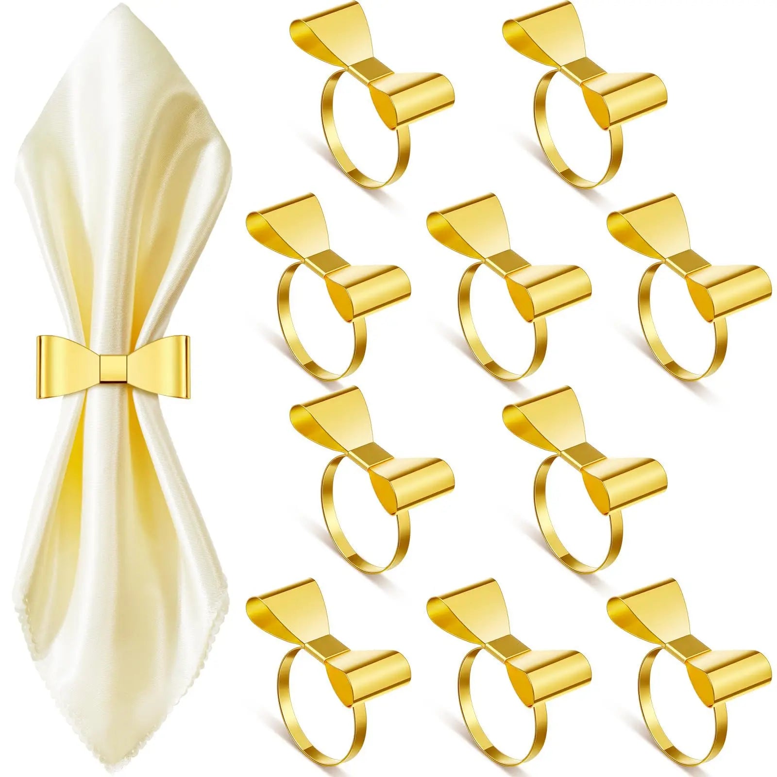 Gold Bow Napkin Ring Festival Napkin Ring Hotel Restaurant Napkin Ring for Wedding