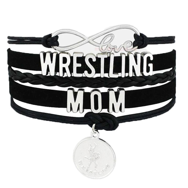 Factory Custom Made Infinity Love Wrestling Mom Heart Wrestler Mens Bracelets for Women