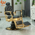 Wholesale Heavy Duty Vintage Reclining Antique Gold Classic Black Hair Salon Belmont Salon Barber Chair for Men