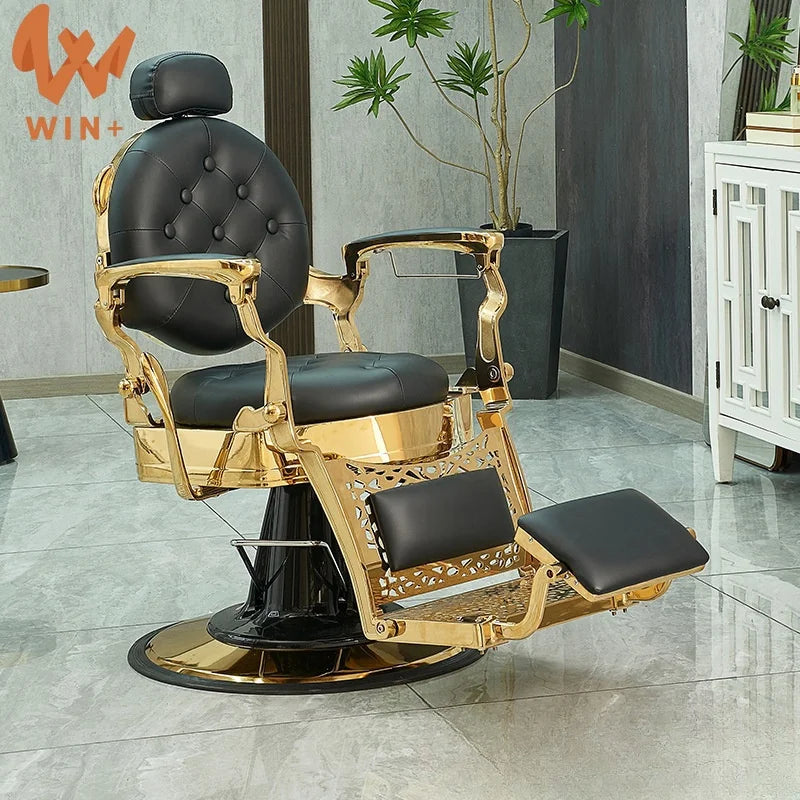 Wholesale Heavy Duty Vintage Reclining Antique Gold Classic Black Hair Salon Belmont Salon Barber Chair for Men