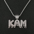 Custom Iced Out Name Necklace with Crown Personalized Letter Pendant Hip Hop Rope Chain Jewelry for Men
