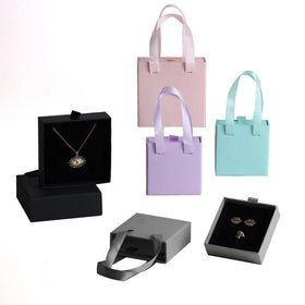 8x8x3cm Recycle Cardboard Paper Packaging Drawer Sliding Gift Box with Ribbon Handle for Jewelry Gift