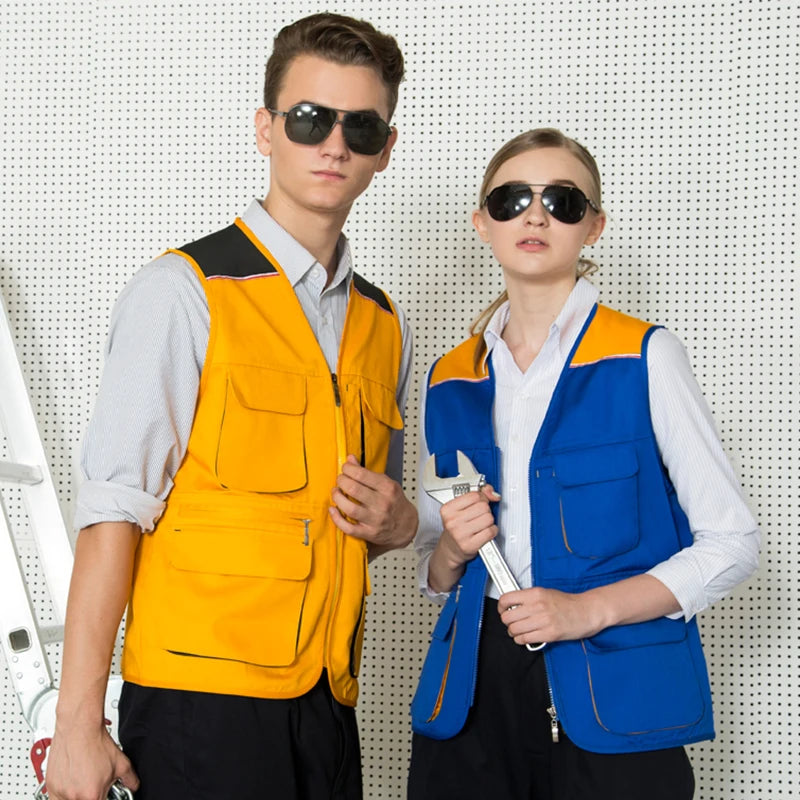OEM Service Classic Look Men Quilted Lined Outdoor Big Pockets Casual Jacket Work Wear Canvas Vest