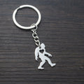 Stainless Steel Bigfoot Keychain Sasquatch with Heart Key Rings for Men Gift Jewelry