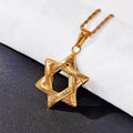 Religious Praying Hands Pendant Star of David Necklace for Men Women Gold Stainless Steel Jewelry Classic Jewish Isael Necklace