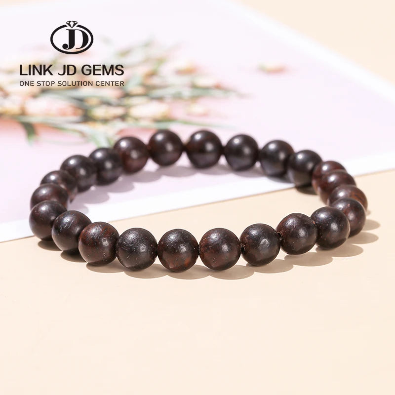Natural Wood Black Sandalwood Buddhist Buddha Wood Prayer Beaded Knot Black Ebony Unisex Men Bracelets & Bangles