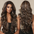 Japan Future Fiber Synthetic Lace Wigs Long Curly Dark Brown Mixed Blonde Wigs for Black Women Natural Wave Hair