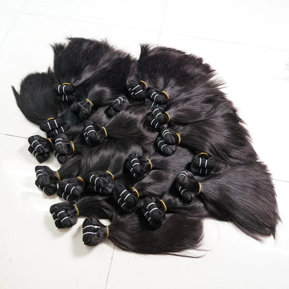 Wholesale Supplier Vietnamese Luxury Raw Donor Super Silky Bone Straight Virgin Hair Double Drawn Bouncy Curly Hair Bundles