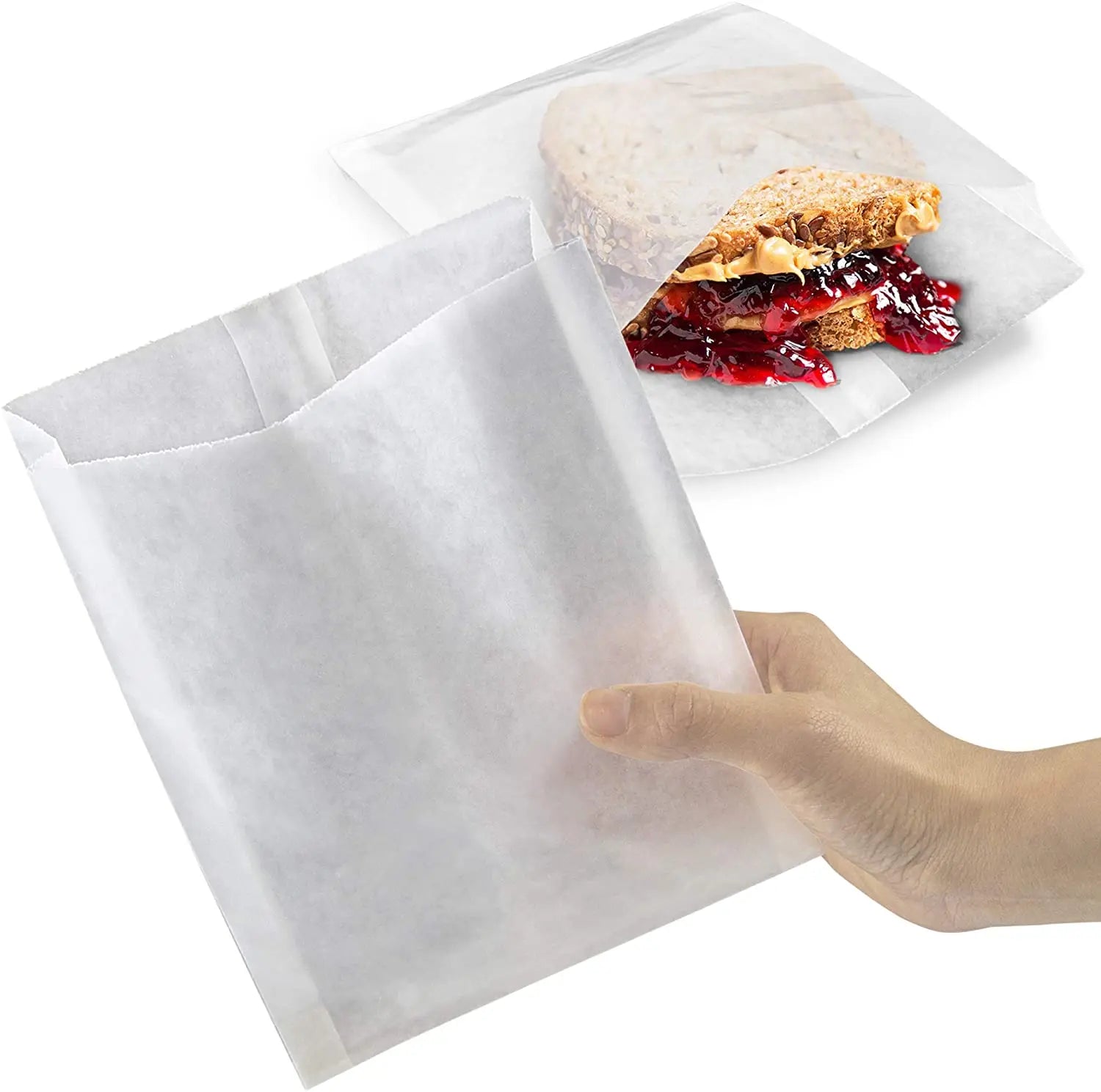 Wet Wax Paper Sandwich Bags Food Grade Grease Resistant White Glassine Semi Translucent