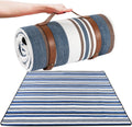 Waterproof Foldable Picnic Blanket Camping Mat Leather Strap 100% Acrylic Custom Logo Option for Outdoor Picnic Barbecue Beach