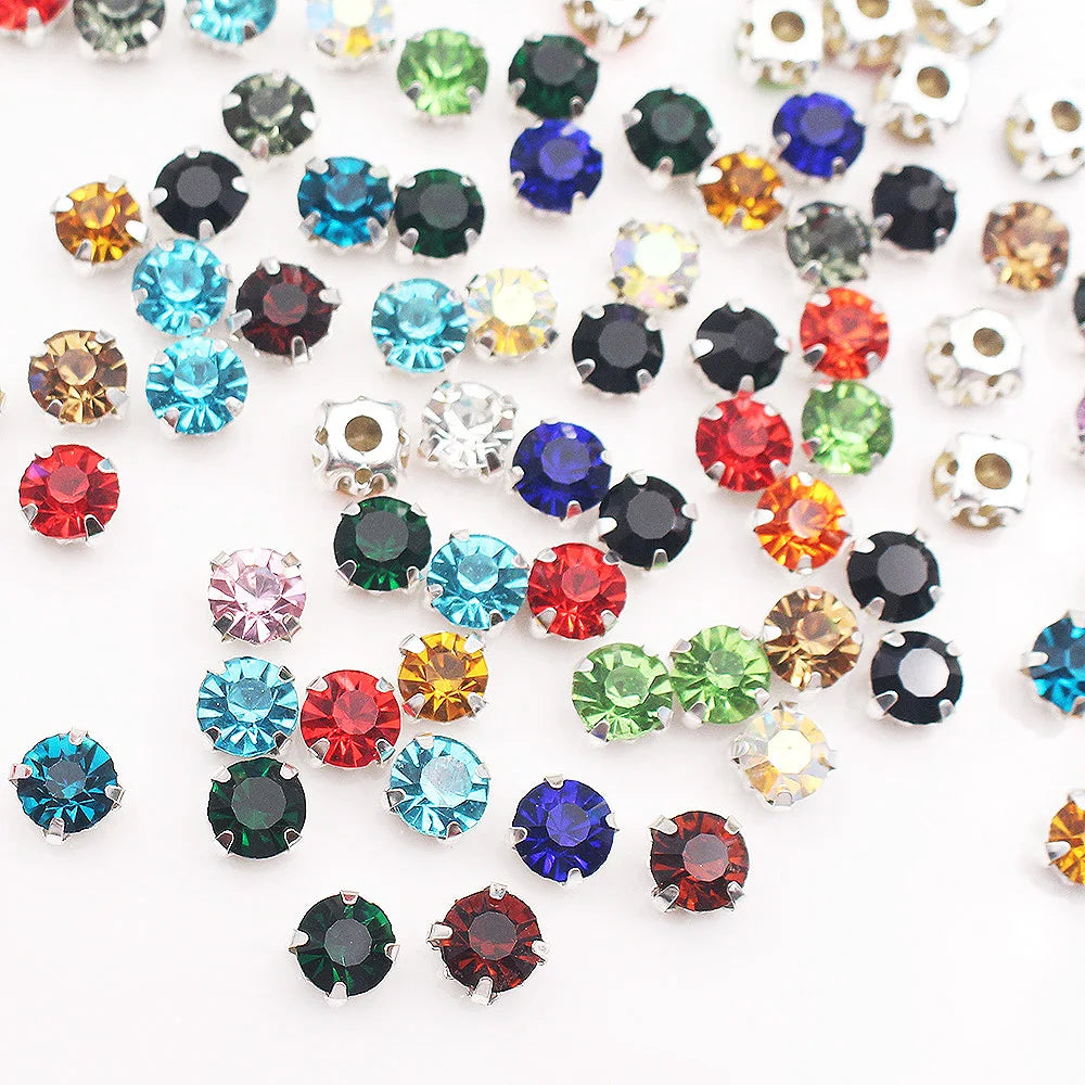 Hand Sewing Claw Sew on Gold 4mm-8mm Crystal Strass Stones Rhinestones for DIY Accessories
