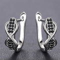 CAOSHI Wholesale Customable Simple Infinite Shaped Design Black Enamel Earrings for Silver Plated CZ Hoop Earrings for Women/Men