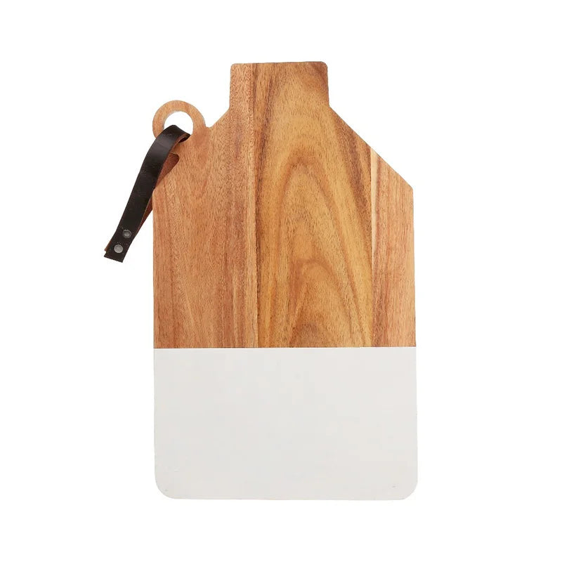 Wood and Marble Cutting Board for Kitchen Charcuterie Cheese Bread Serving Board
