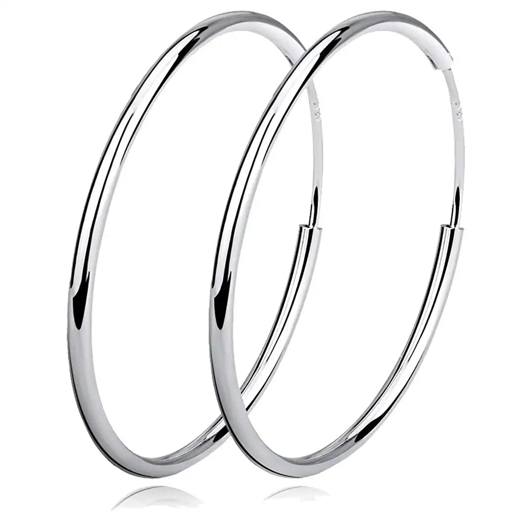 Hot Sale Hypoallergenic 925 Sterling Silver Rhodium Plated Big Circle Hoop Earrings for Women