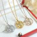 China Character Words Fu Necklace Stainless Steel Good Luck Necklace 18k Gold Happiness Fu Blessing Necklace for Women Men