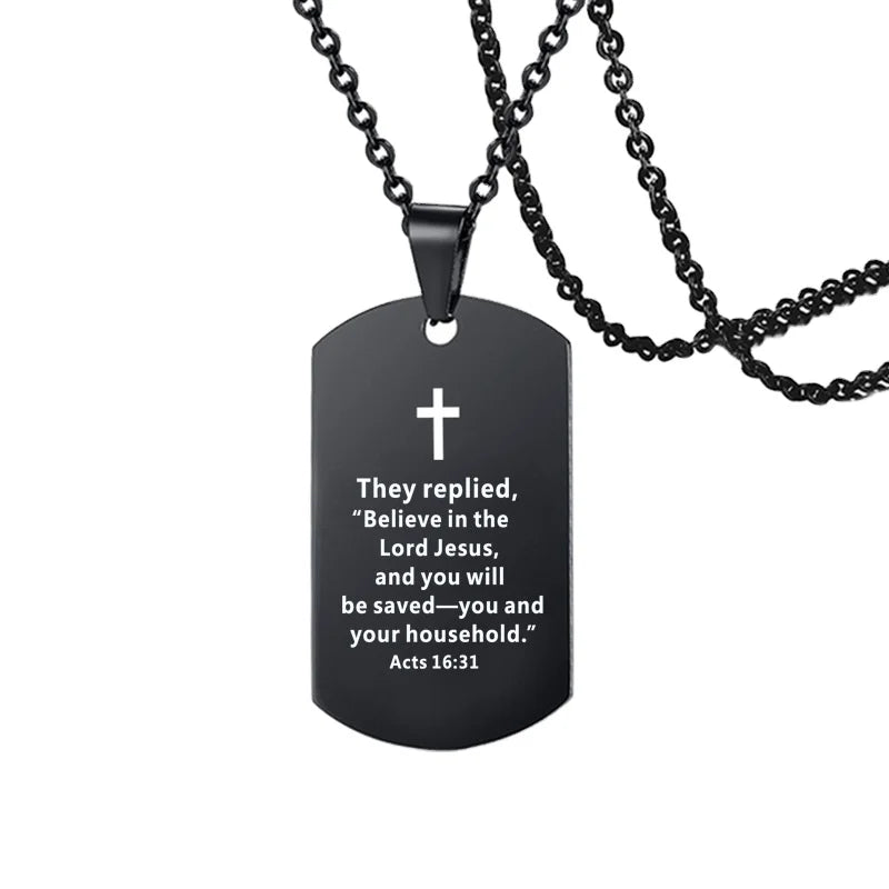 Serenity Prayer Christian Jewelry Stainless Steel Dog Pendant Inspirational Letter Necklace