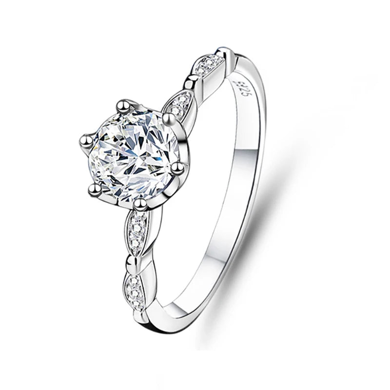 GRA Certification Light Luxury New S925 Sterling Silver Moissanite 1ct Crown Ring Female Fashion Proposal Diamond Ring