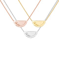 Fashion Women Jewelry Necklaces 18k Gold Plated Half Circle Pendant Necklace Custom Engraved Flower and Message Chain Necklace