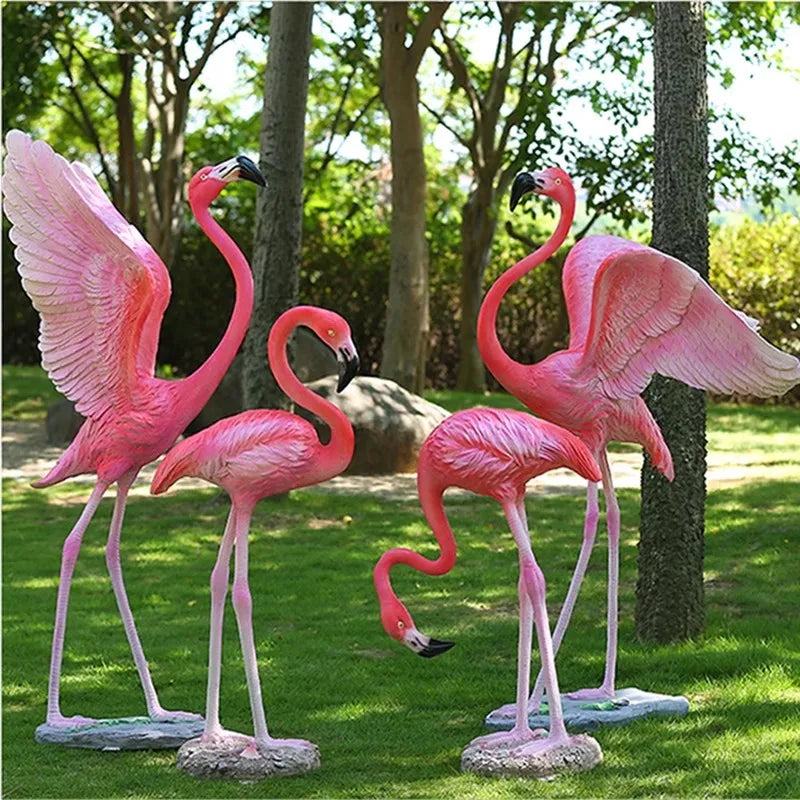 Safari Birthday Decoration Life Size Fiberglass Flamingo Penguins Giraffe Gorilla Panda Statues Rental Props for Photo Booth