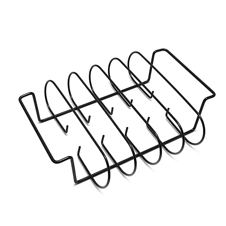 Non-Stick Rib Shelf BBQ Stand Barbecue Roast Rack Stainless Steel Grilling BBQ Chicken Beef Ribs Rack Grilling Basket