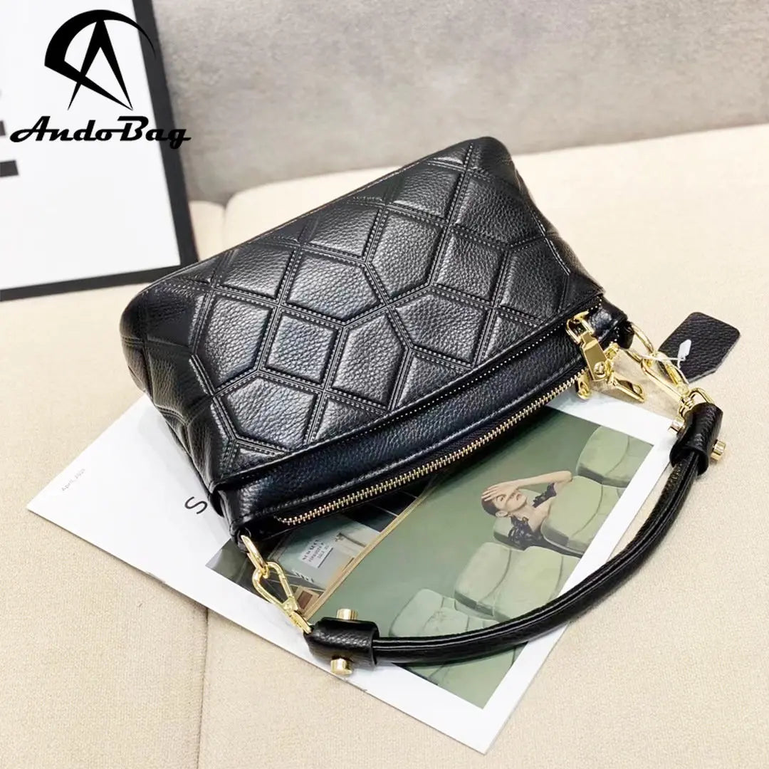 AndoBag Vintage Crossbody Shoulder Bag for Women Genuine Cow Leather Ladies Handbag Retro Sling Bags 1306