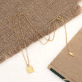 VIANRLA 925 Sterling Silver Mini square 18k Gold Plated Pendant Necklace