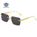 Teenyoun Wood Grain Legs Sun Glasses Frameless Square Metal Frames Vintage Luxury Trendy Sunglasses Women Men Custom Logo