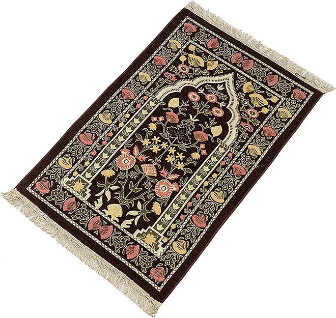 HOT Muslim Praying Rug Portable Folding Prayer Carpet Anti Slip Cotton Polyester Travel Praying Rug for Church Home Hall Camping