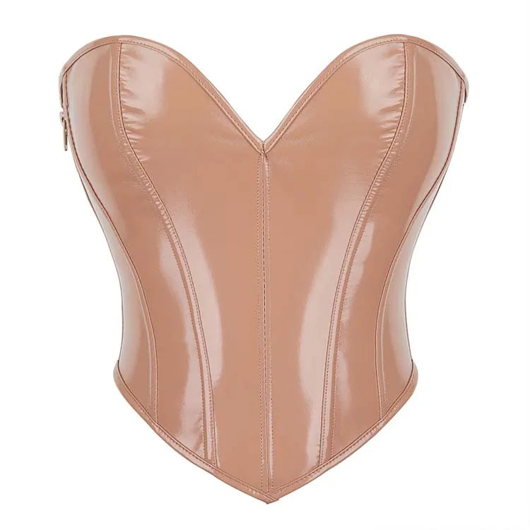 Short Torso Overbust Corset Crocheted Side Zip Bustier Crop Top Heart Shape Corselet for Body Shaping Streetwear
