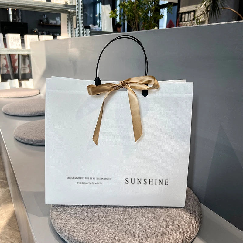Ready to Ship Cheap Tote Bags Non Woven Shopping Bags Custom Printed Recyclable Fabric with Logo 25*23*10cm * Package Clothes