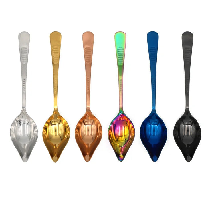 (JYKT-CS003-L) Hot Sell Stainless Steel Colorful 22-23cm Plating Decorative Sauce Spoon with Spout Titanium Coating