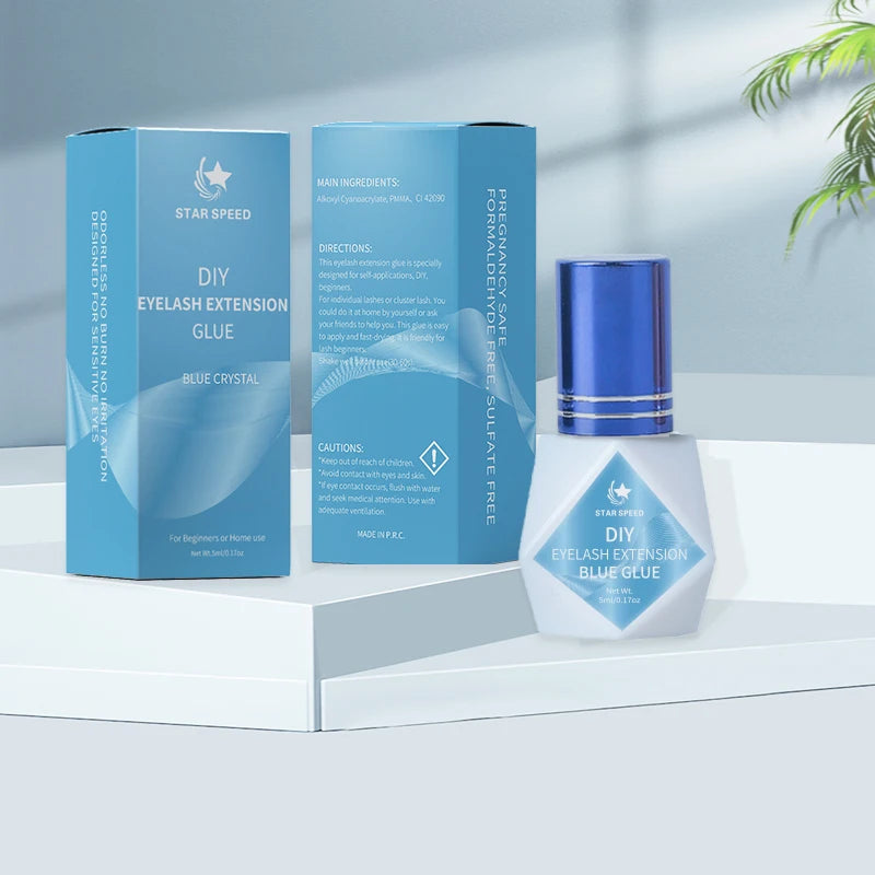 Blue DIY Odorless Lash Glue 3-5s Lash Extension Glue Long Lasting Non-irritation Eyelash Glue for Home Use