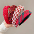 Customized Wholesale Christmas Hair Band Luxury Solid Color Knitting Hairband for Girl ODM Sponge Knitted Red Diademas