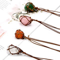 Hand Craft Knotted Adjustable Necklace Natural Rock Gemstone Pendant Crystal Irregular Stone Necklace