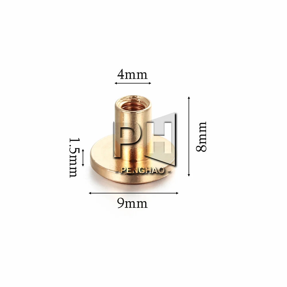 Leather Craft Solid Nail Bolt Bookkeeping Round Head Screws Strap Rivets Screw for Luggage Craft Clothes/Bag/Shoes5/6.5/8mm