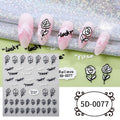 5D White Floral Acrylic Engraved Decals Self-Adhesive Stereoscopic Embossed Flowers Nail Stickers Spring Nail Art Supplies PET