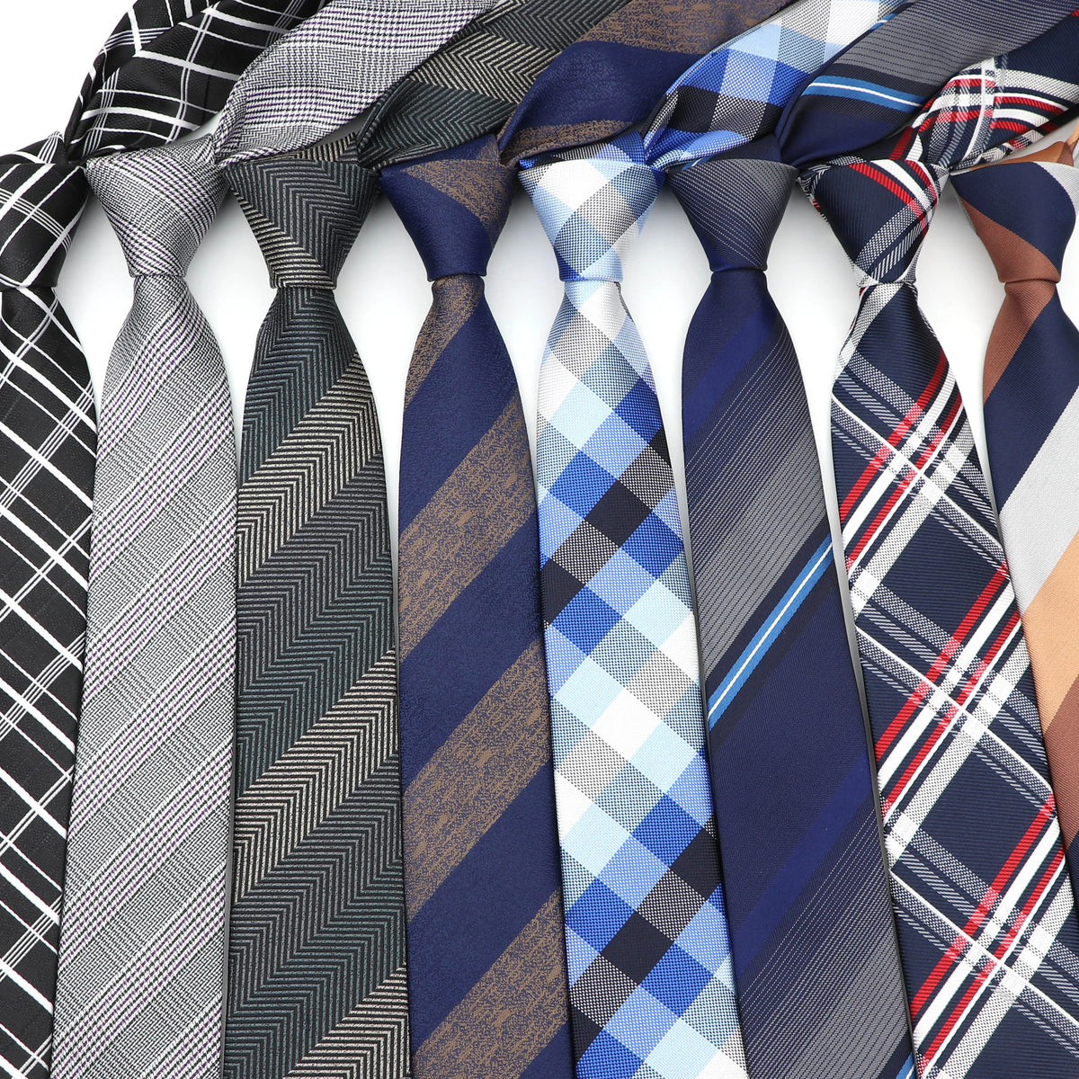 6cm Casual Ties for Men Skinny Tie Fashion Polyester Plaid Strip Necktie Business Slim Shirt Accessories Gift Cravate NO.31-61 MegaBDM
