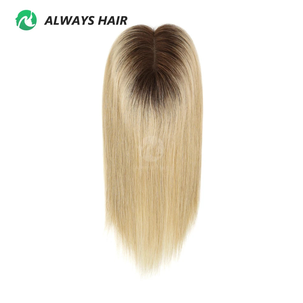 12\" Dark Root 613 Lace Closure Brazilian Human Hair Toupee for Women Small 4.5\"x5\" Hair Topper