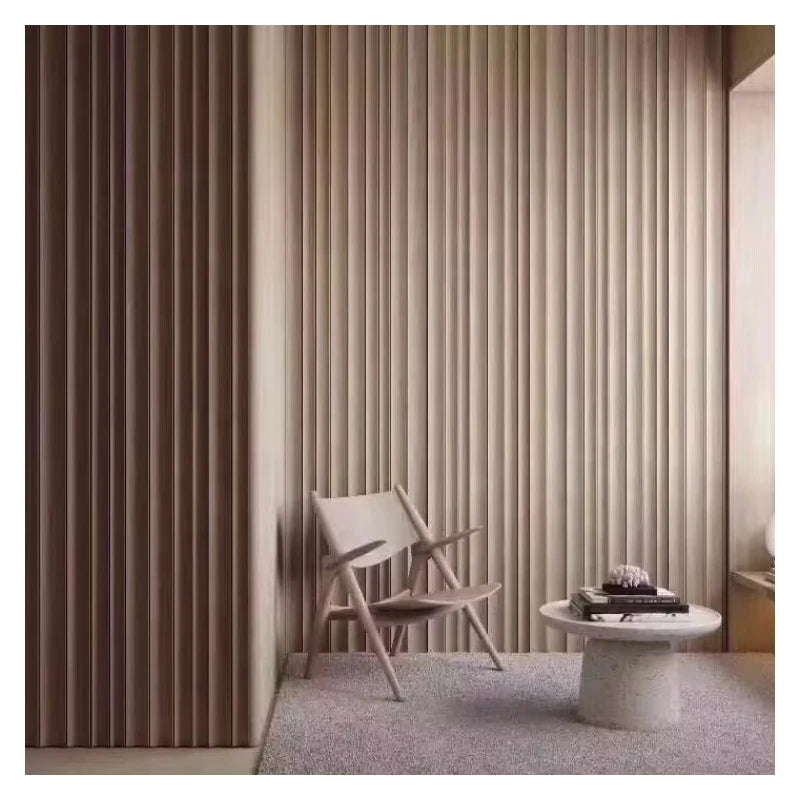 MUMU Interior Timber 3D Composite Oak Veneer MDF Waved Board Cladding Building Wooden Decor Wood Slat Wall Panel