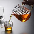 Cheap Handblown Borosilicate Striped Shape Glass Teapot With Glass Basket Filter for Flower and Teabag Glass Teapot