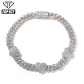 Top Icy Hip Hop Jewelry 16mm MIxed Color  Big Heart Cuban Necklace Gold Plated 5A Cubic Zircon Iced Out Delicate Chain for Women
