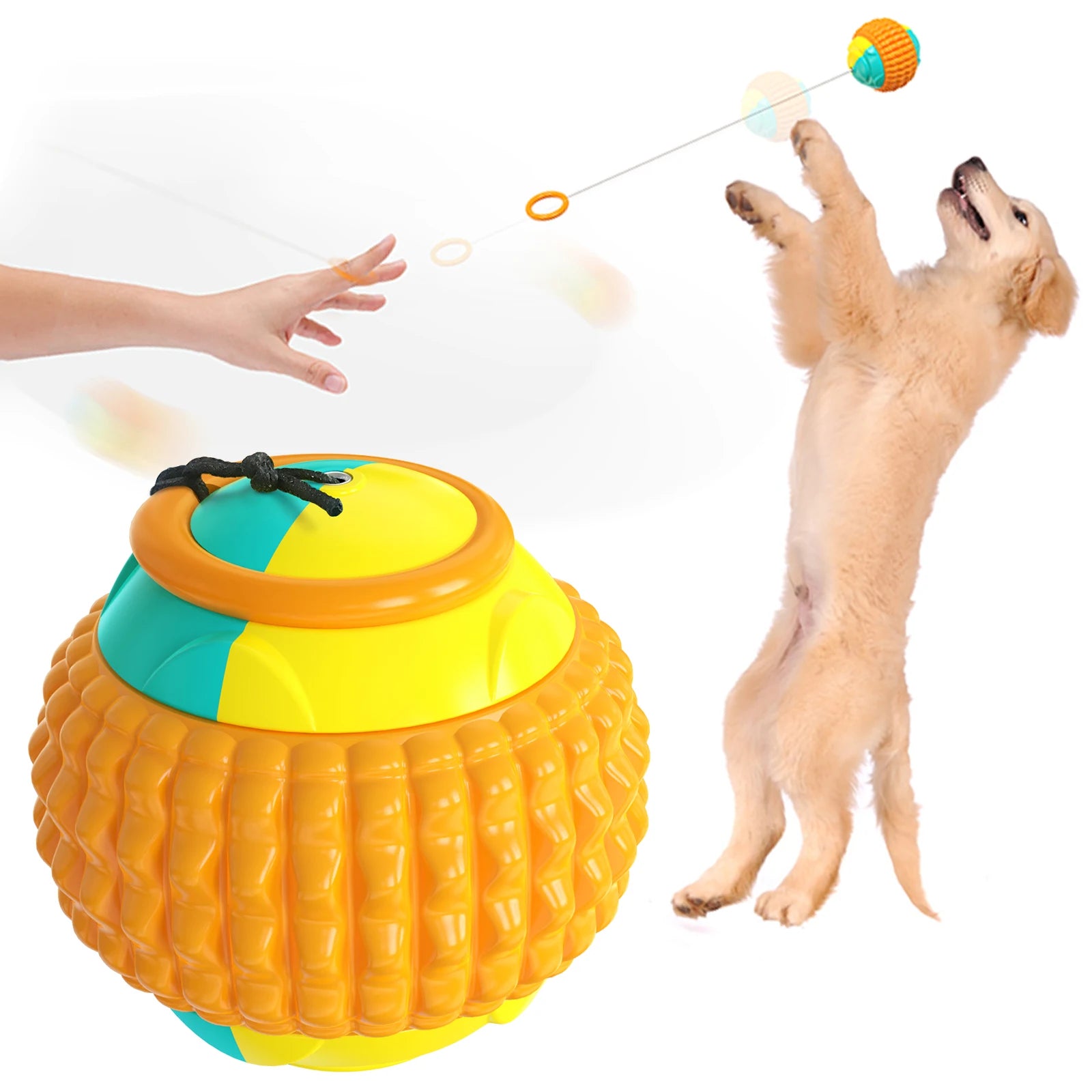 Pet Interactive Movement Toys Ball Bite Resistant Retractable Rope Hand Toss Throw Chew Iq Training Dog Rubber Toy
