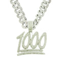 Hip Hop Rhinestone Cuban Chain Necklace Men's Full Diamond 100 Number Pendant Hipster Street Rapper Accessories