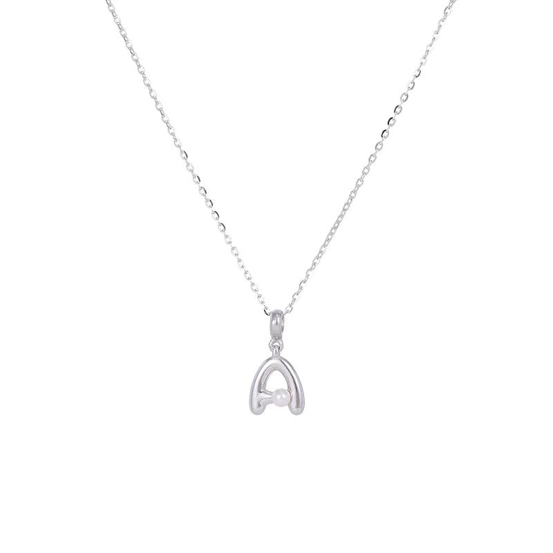 Wholesale Fashion Jewelry 925 Silver 26 Letter Alphabetpear with Pearl Bead Necklace for Women