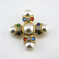 YQ0057 Fashion Pearls Cross Brooches Women Gold Cross Brooch Pin