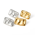 INS Style 18K Gold Plated Simple Irregular Rugged Big Square Stainless Steel Stud Earrings Perfect Gift for Women
