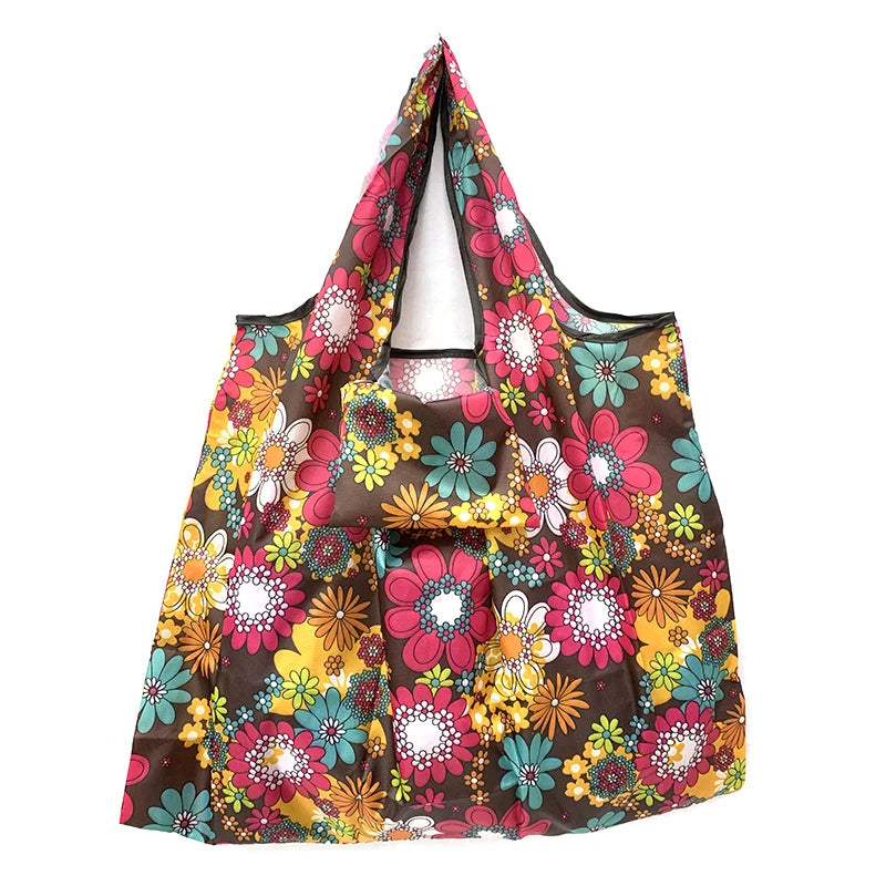 New Standard Eco-friendly Striped Nylon Foldable Grocery Tote Reusable Shopping Bag