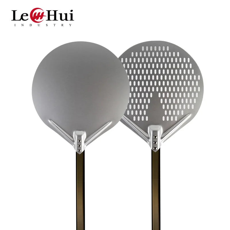 Perforated Pizza Peel Shovel Non Stick Round Pizza PeelFlat  Perforated Anodized Aluminium Alloy Pizza Peel
